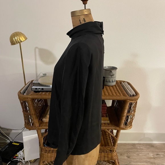 NWT COS 100% Silk Black Longsleeve Blouse w Back Button Detail Drapey Size 12 - Picture 2 of 7